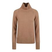 Luksuriøs Beige High-Neck Sweatshirt