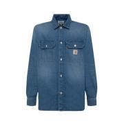 Denim Jean Jacket med Logo Knapper