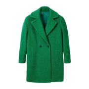 Grøn Knappelukning Reverskrave Frakke