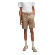 Beige Bomuld Bland Shorts med Lommer