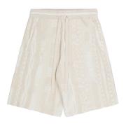 Multifarvet Jacquard Bomuld Bermuda Shorts