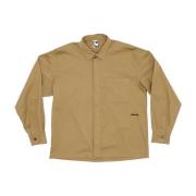 Beige Overshirt med Klassisk Krave