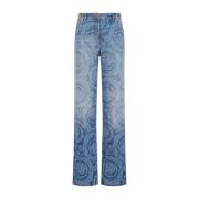 Blå Barok Wide Leg Jeans