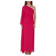 En-skulder silke georgette maxi kjole