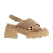 Beige Ruskind Kryds Sandaler