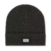 Grå Logo-Patch Strikket Beanie Hat