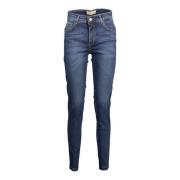 Blå Bomuld 5-Lomme Jeans med Knap