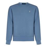 Blå Crewneck Sweatshirt med Pony Broderi