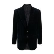 Midnight Blue Velvet Blazer Jacket