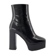 Croco Patent Leather Zip Ankelstøvler
