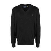 Mørk Granit V-hals Pullover Sweater