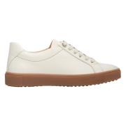 Kvinders Lyse Beige Platform Sneakers lavet af Ægte Læder