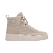 Kvinders Beige Ruskind High-top Sneakers med Isolering ER00112210