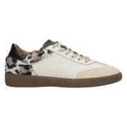 Kvinders Beige Animal Print Sneakers lavet af Italiensk Ægte Læder ER0...