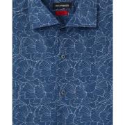 Casual Navy Print Skjorte