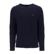 Bomuldskabelstrikket Crew-Neck Sweater