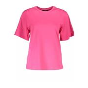 Pink Logo Print Bomuld T-shirt