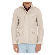 Beige Field Jacket Bomuld Linned