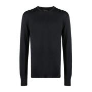 Sort Crew Neck Langærmet T-shirt