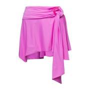 Pink Asymmetrisk Wrap Nederdel Rynket O-ring