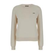 Beige Crewneck Sweater med APC Broderi