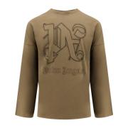 Brun Crew-neck T-shirt Løs Pasform