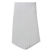 Elegant hvid mønstret silkeblandings slips