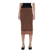 Bi-Color Knit Pencil Skirt