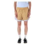 Beige Lycra Shorts med Elastisk Talje