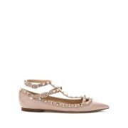 Rosa Læder Studded Ballet Flats