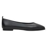 Kvinders Sorte Læder Ballet Flats ER00115274