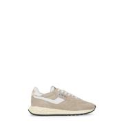 Beige Læder Sneakers med Ruskind Indsæt