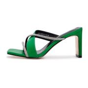 Grønne højhælede sandaler