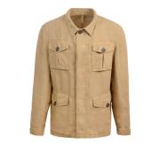 Sporty Camel Overshirt med Kontrastknapper