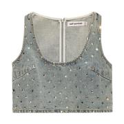 Rhinestone-besat Cropped Top