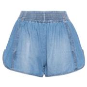 Lysblå Chambray Mini Shorts