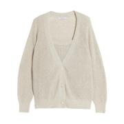 Beige Bomuld Linned Twinset Sweaters