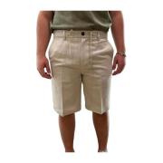 Beige Chino Shorts Elastisk Talje Lynlås