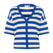 Stribet Cardigan Surf Blue