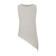 Creme Ærmeløs Ribbed Top Lurex