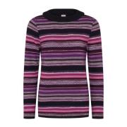 Stribet Jacquard Pullover Bluse Mørklilla