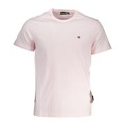 Elegant pink broderet T-shirt til mænd