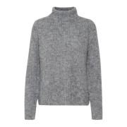 Rollneck Strik Trøje Iron Grey Melange