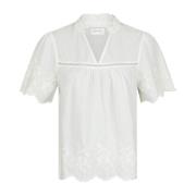 Broderet Bluse Off White