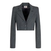 Houndstooth Uld Silke Blazer