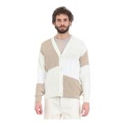 Beige Creme Colorblock Cardigan