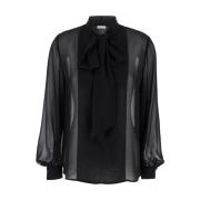 Sort Bluse Skjorte Elegant Stilfuld