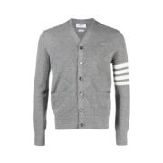 Vaffelstrik V-Neck Cardigan Lysegrå