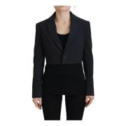 Sort Bomuld Knappet Blazer Jakke