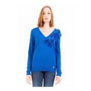 Elegant V-Neck Sweater med Broderi